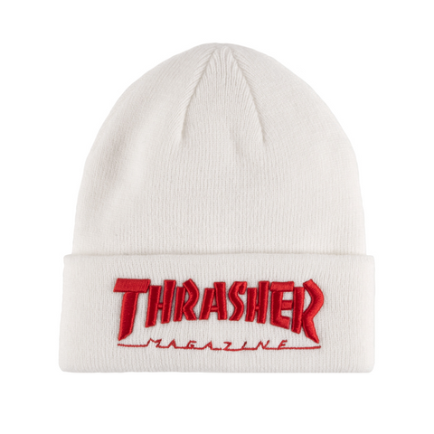 thrasher logo beanie white/red